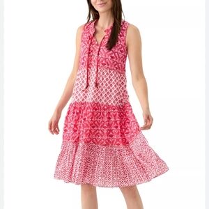 Philosophy Red and White Printed Sleeveless Tiered Dress